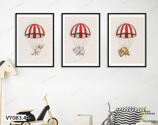 Bộ 3 Tranh Động Vật Trên Khinh Khí Cầu - VY083.4