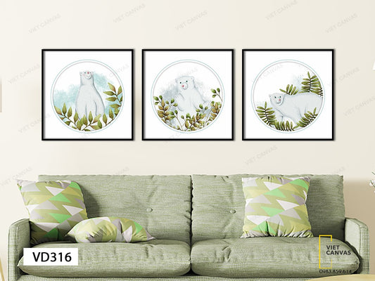 Bộ 3 Tranh Gấu Trắng Bắc Cực - VD316