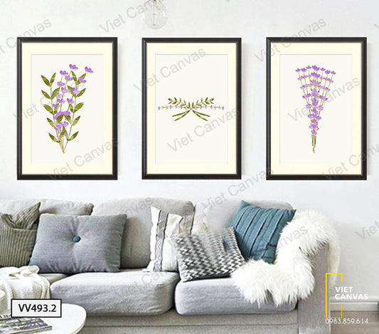 Bộ 3 Tranh Nhành Hoa Tím - VV493.2