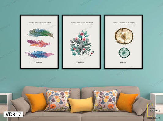 Bộ 3 Tranh Hoa Lá Đơn Giản - VD317