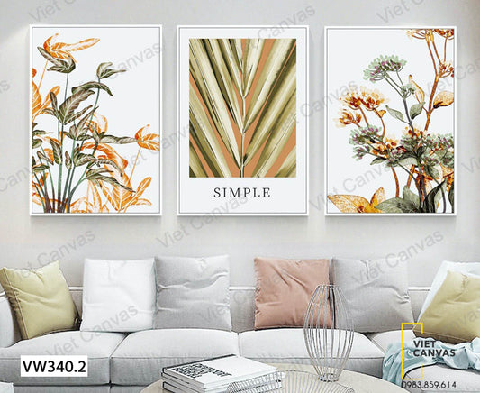 Bộ 3 Tranh Cây Lá Khoe Sắc - VW340.2