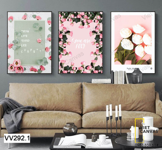 Bộ 3 Tranh Hoa Lily Và Hoa Hồng - VV292.1