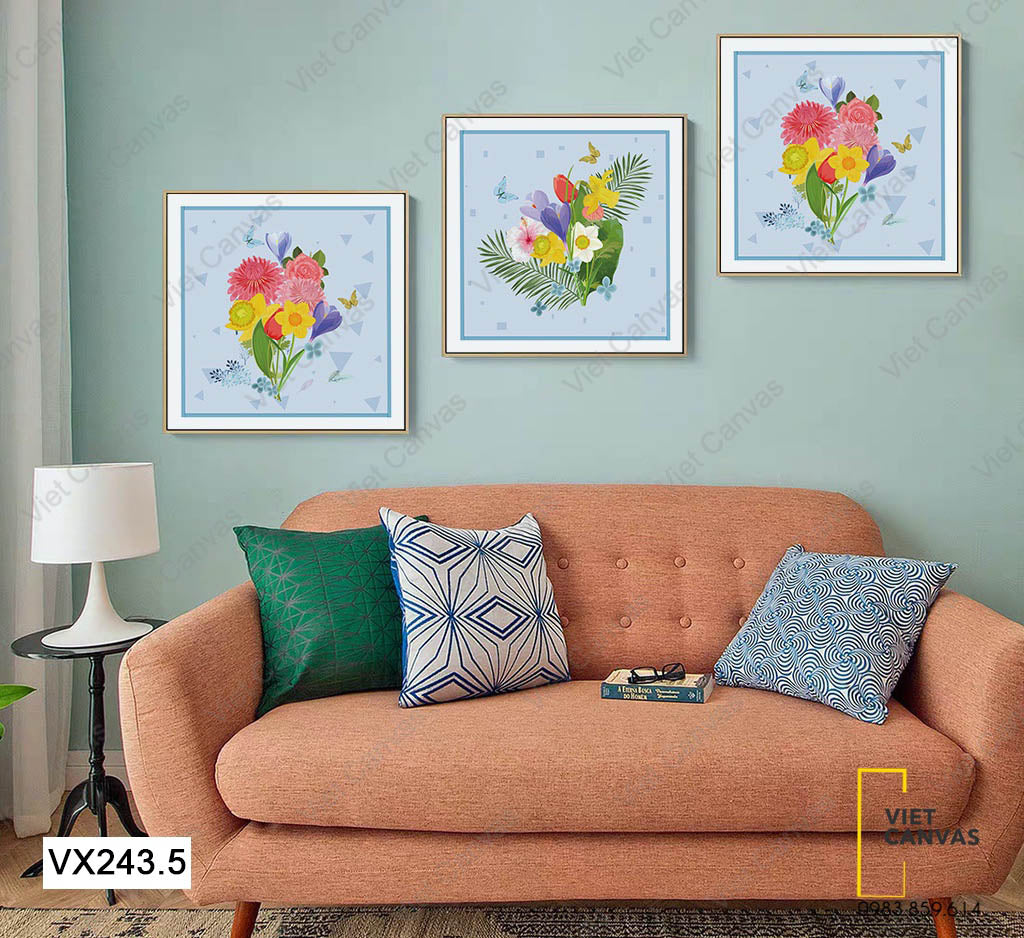 Bộ 3 Tranh Hoa Tỏa Hương Sắc - VX243.5