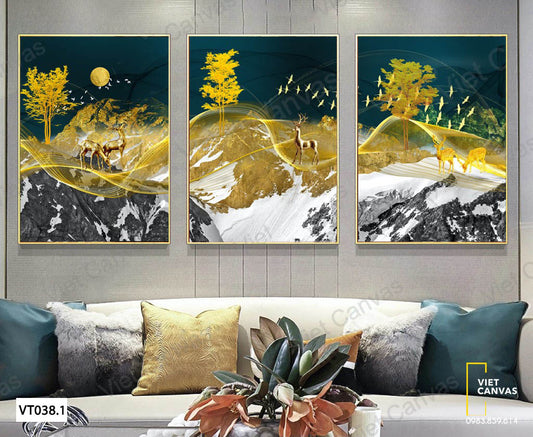 Bộ 3 Tranh Hươu Và Cây - VT038.1