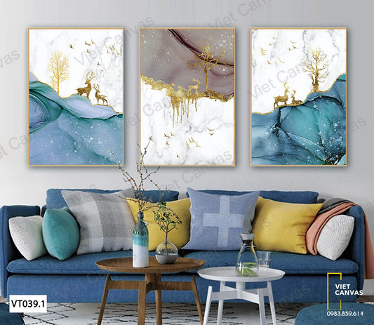 Bộ 3 Tranh Hươu Và Cây - VT039.1