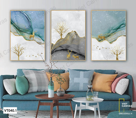 Bộ 3 Tranh Hươu Và Cây - VT040.1