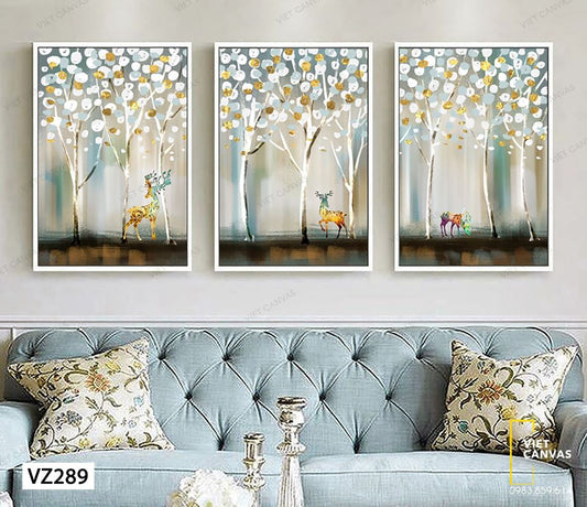 Bộ 3 Tranh Hươu Dưới Gốc Cây - VZ289