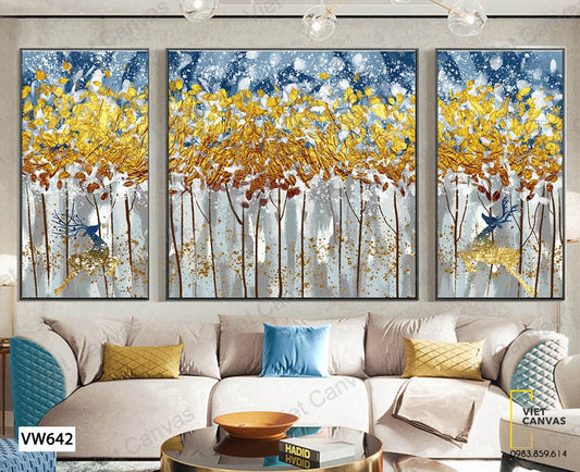 Bộ 3 Tranh Hươu Và Khu Rừng - VW642