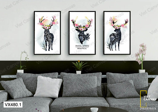 Bộ 3 Tranh Hươu Nai - VX480.1