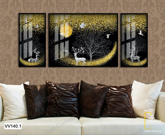Bộ 3 Tranh Hươu Trong Rừng - VV140.1