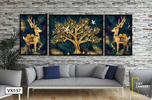 Bộ 3 Tranh Hươu Và Cây - VX537