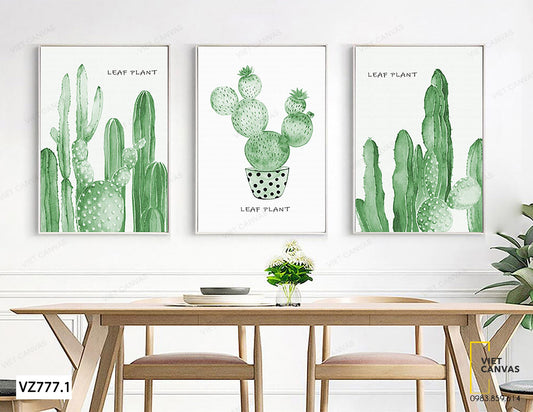 Bộ 3 Tranh Khóm Cây Xương Rồng - VZ777.1