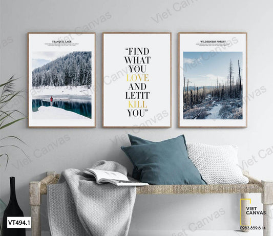 Bộ 3 Tranh Khu Rừng Thông Và Quotes - VT494.1