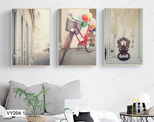 Bộ 3 Tranh Khung Cửa Và Xe Đạp - VY204.1