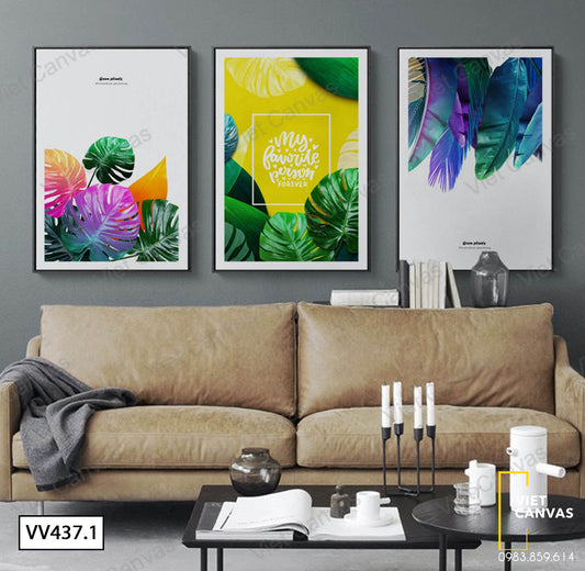 Bộ 3 Tranh Lá Cây - VV437.1