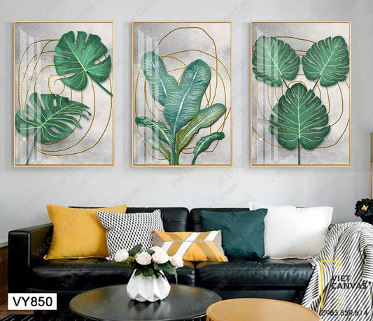 Bộ 3 Tranh Lá Cây Tươi Mát - VY850