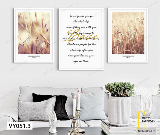 Bộ 3 Tranh Cánh Đồng Cỏ Và Quotes - VY051.3