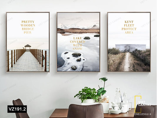 Bộ 3 Tranh Chiếc Cầu, Vũng Nước Và Khu Rừng - VZ191.2