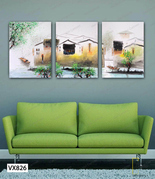Bộ 3 Tranh Làng Quê Yên Bình - VX826