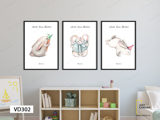 Bộ 3 Tranh Chú Thỏ Dễ Thương - VD302