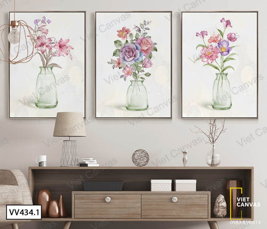Bộ 3 Tranh Lọ Hoa - VV434.1