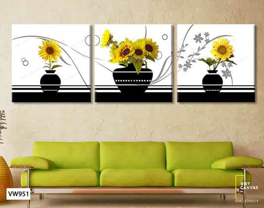 Bộ 3 Tranh Lọ Hoa Hướng Dương - VW951
