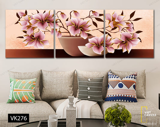 Bộ 3 Tranh Lọ Hoa Tươi Tắn - VK276