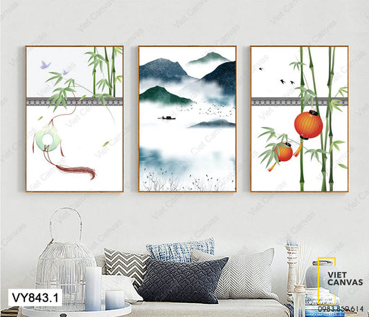 Bộ 3 Tranh Lồng Đèn, DreamCatcher Và Người Lái Đò - VY843.1