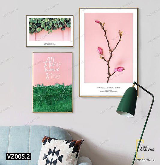 Bộ 3 Tranh Lá Cây Và Cành Hoa - VZ005.2