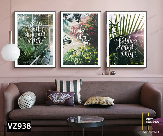 Bộ 3 Tranh Vườn Lá Xanh - VZ938