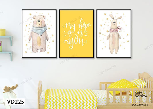 Bộ 3 Tranh Chú Gấu Và Quotes - VD225