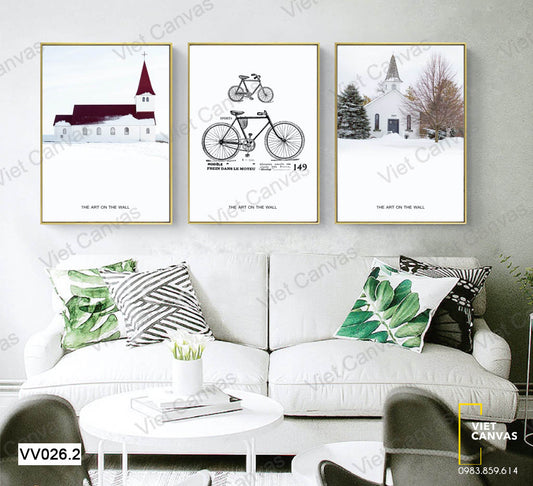 Bộ 3 Tranh Ngôi Nhà Tuyết - VV026.2
