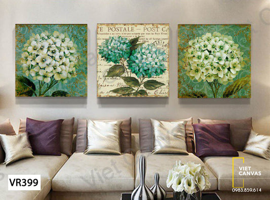 Bộ 3 Tranh Hoa Cẩm Tú Cầu - VR399