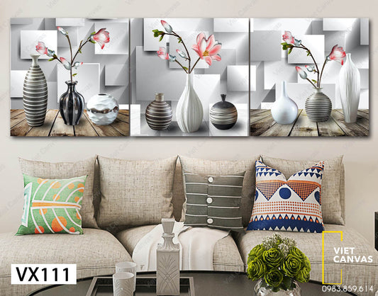 Bộ 3 Tranh Những Bình Hoa - VX111