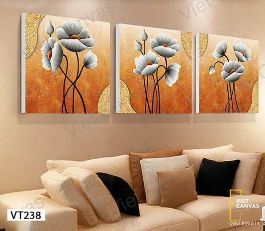 Bộ 3 Tranh Những Bông Hoa Trắng - VT238