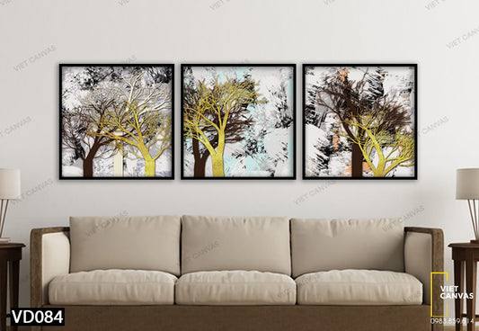 Bộ 3 Tranh Cành Cây Khẳng Khiu Trong Gió - VD084