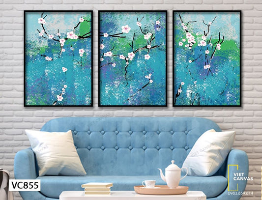 Bộ 3 Tranh Những Cánh Hoa Đào Ấn Tượng - VC855
