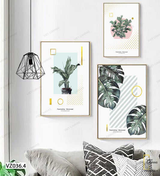 Bộ 3 Tranh Những Cành Lá Xanh - VZ036.4
