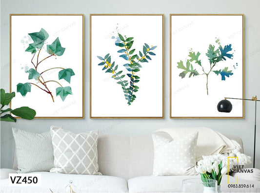 Bộ 3 Tranh Những Cành Lá Tươi Xanh - VZ450