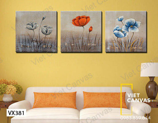 Bộ 3 Tranh Những Cây Hoa Khoe Sắc - VX381