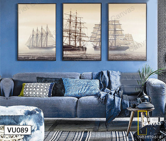 Bộ 3 Tranh Những Chiếc Thuyền Buồm - VU089