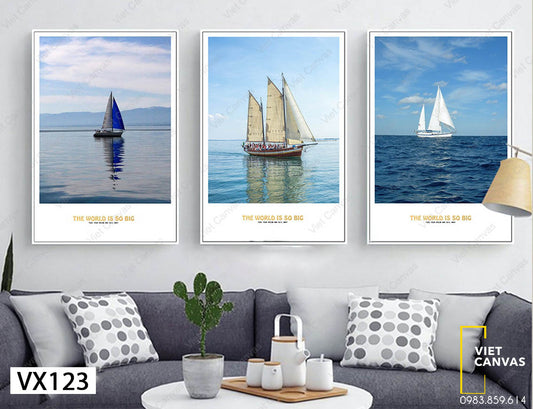 Bộ 3 Tranh Những Chiếc Thuyền Trên Biển - VX123
