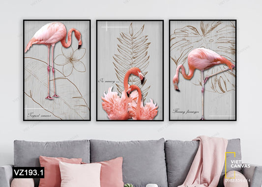 Bộ 3 Tranh Những Chú Hồng Hạc - VZ193.1