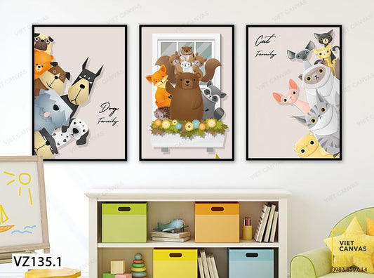 Bộ 3 Tranh Những Con Thú Ngộ Nghĩnh - VZ135.1