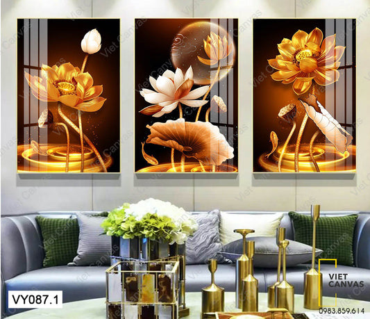 Bộ 3 Tranh Những Đóa Sen Vàng - VY087.1