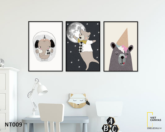 Bộ 3 Tranh Những Động Vật Đáng Yêu - NT009