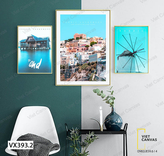 Bộ 3 Tranh Những Mái Nhà Hiện Đại - VX393.2