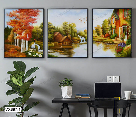 Bộ 3 Tranh Những Ngôi Nhà Trong Rừng - VX897.1