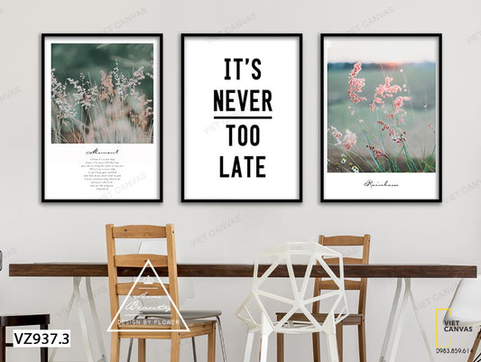 Bộ 3 Tranh Vườn Hoa Và Quotes - VZ937.3