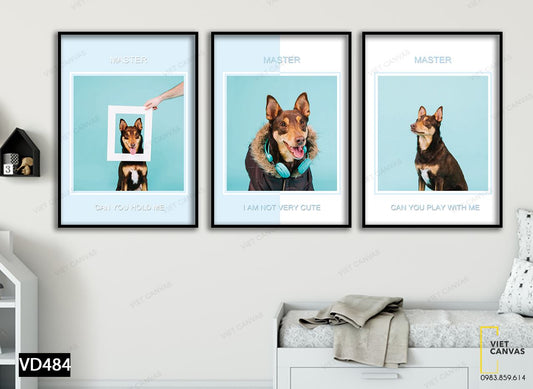 Bộ 3 Tranh Những Sắc Thái Của Chú Chó - VD484